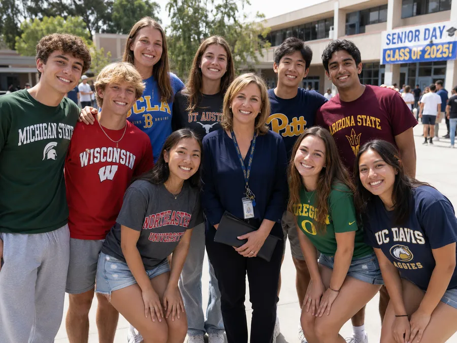 Senior Day 2025 — students in college shirts