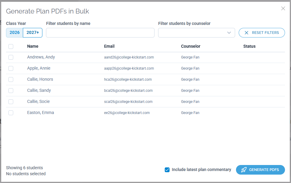 Bulk Plan PDF Generation